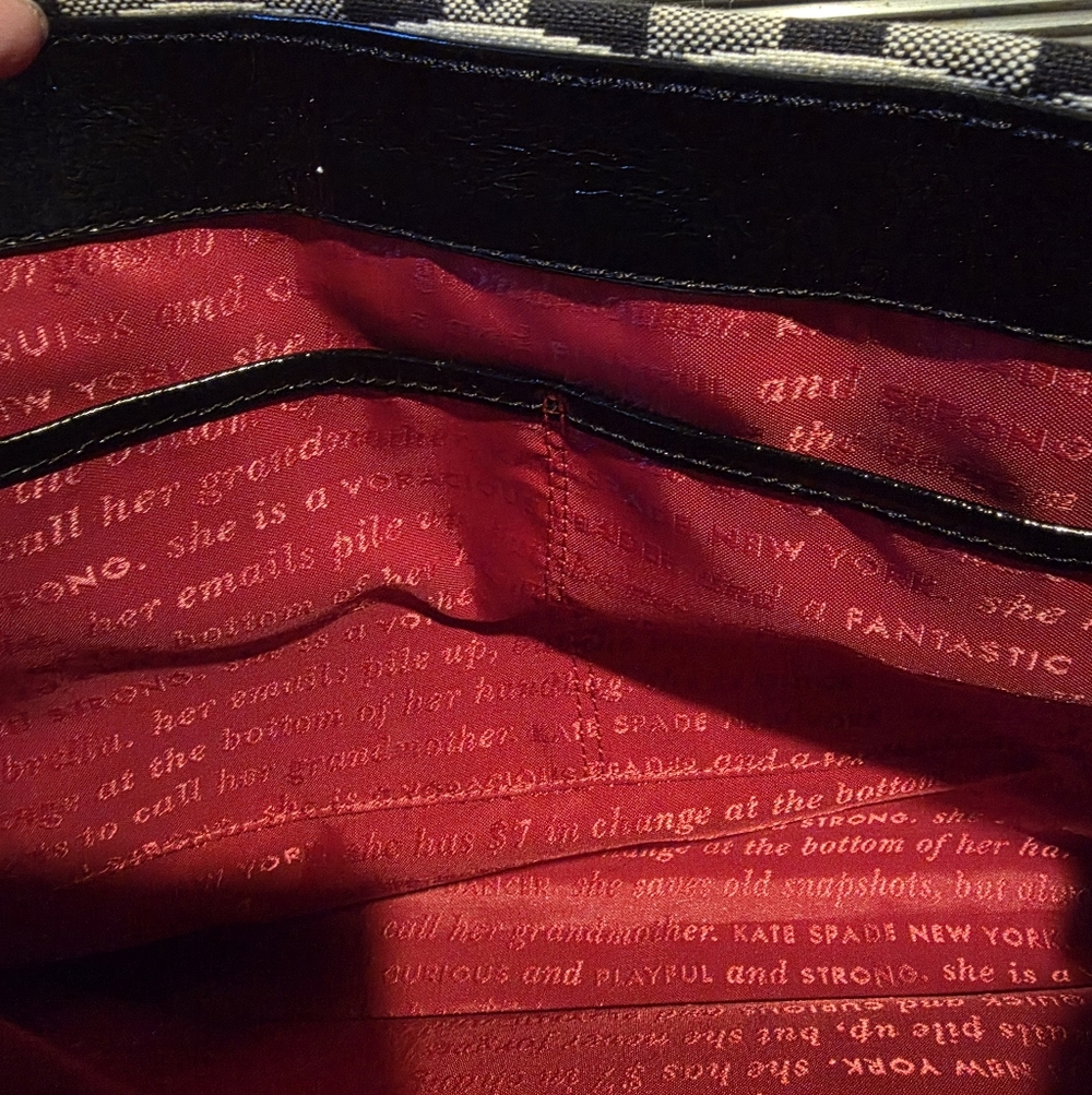 Kate Spade Monochrome Checkered STORY BOOK LINING Euc - Picture 9 of 11